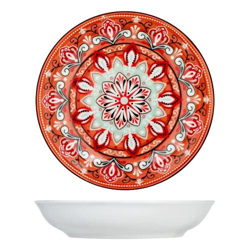 H&H Piatto fondo Porcellana (20,5x4cm) JAIPUR Rosso multicolor 9646502