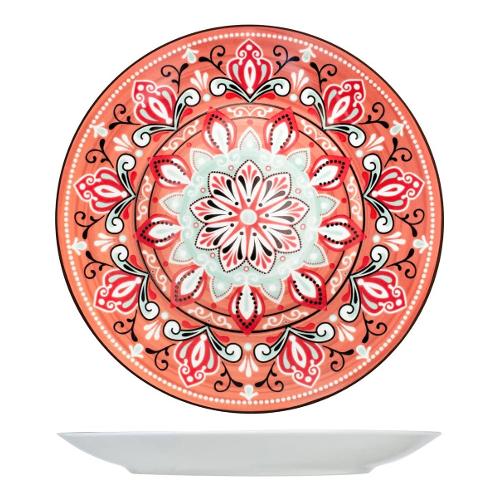 H&H Piatto piano Porcellana (27cm) JAIPUR Rosso multicolor 9646501