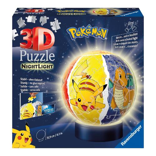 Ravensburger Puzzle 72 pz Nightlamp Led Pokemon 6a+ (12,9x15,9cm) 3D 11547