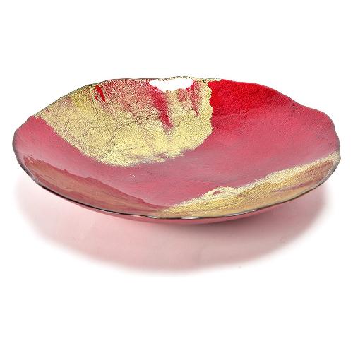 Mercury Centro tavola Vetro (35x6cm) ELEGANT Rosso e Oro 98074