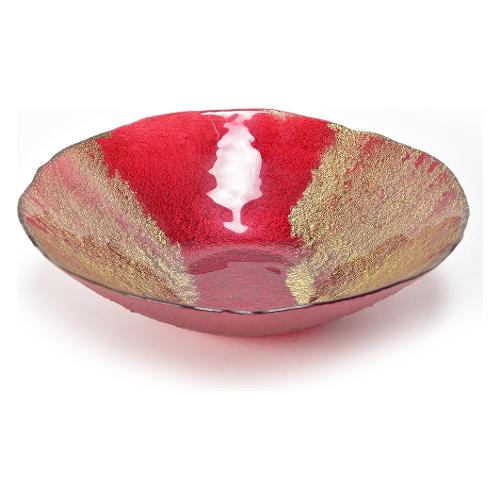 Mercury Centro tavola Vetro (29x8cm) ELEGANT Rosso e Oro 98081
