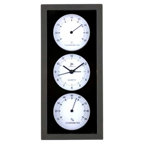 Orologio da parete JUSTAMINUTE Con Termometro e Igrometro Nero e Bianco 12  x 26 cm JA7071NB