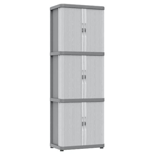 Terry, Rolling Space Wall Cab, Armadio da Muro con Due Antine Scorrevoli,  da Esterno e da Interno, 2 Ripiani Interni Modulabili, Grigio, in Plastica  Riciclata, Dimensioni: 59x36x59 cm : .it: Casa e