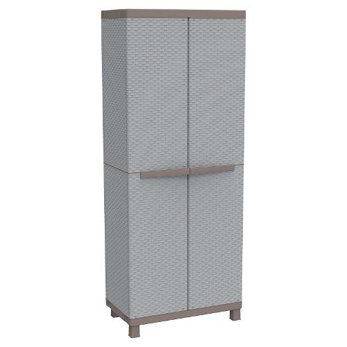 Terry C RATTAN 2680 Armadio plastica 2 Ante battenti Grigio e Tortora (70cm) Mobile KIT