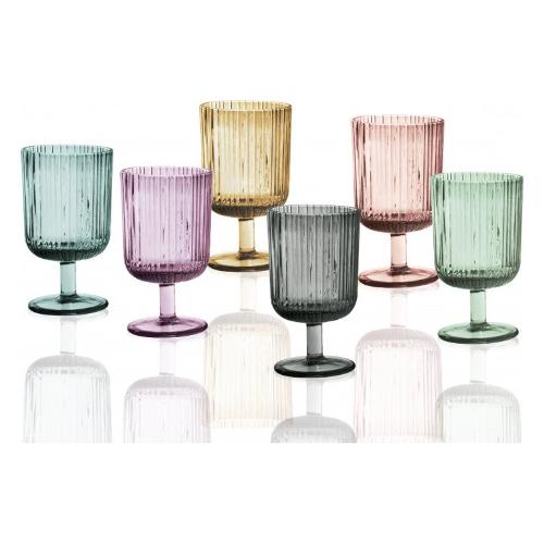 Brandani Set calici Vino 6 pz Vetro (8x14cm) PLISSE' Multicolor assortito 51069