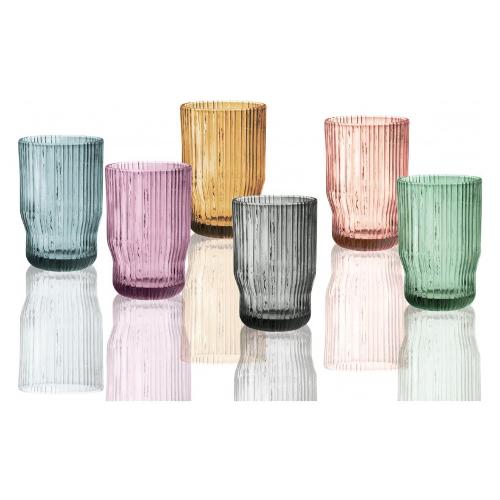 Set bicchieri Acqua 6pz PLISSE' Multicolor assortito 8 x 12 cm 250ml 51068