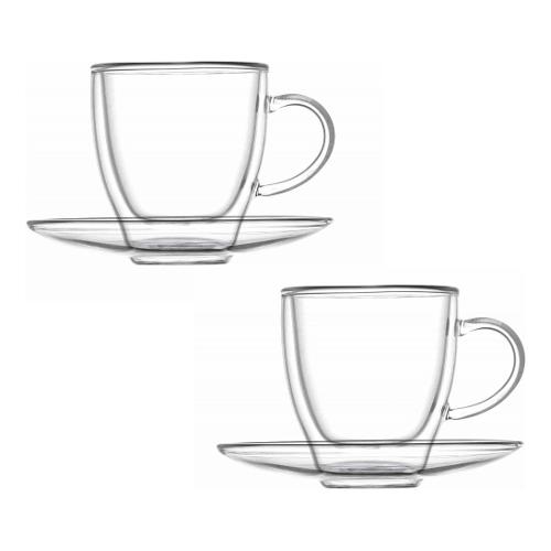 Set tazzine caffè 2pz DOUBLE WALL Con Piattino Trasparente 6 x 7 cm 100ml  52477