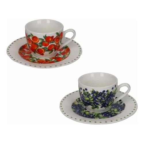 Brandani Set tazzine caffè con piatto 2 pz (90ml) PRIMIZIE Susine e Arancio 52682