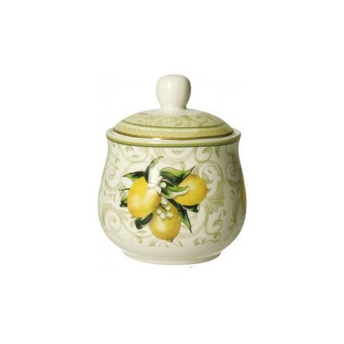 Brandani Zuccheriera Porcellana (8x11cm) Con Coperchio LIMONI Verde e Giallo 52759
