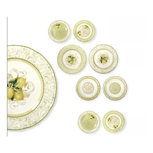 Brandani Servizio piatti Porcellana 18 pz LIMONI Verde e Giallo 52753