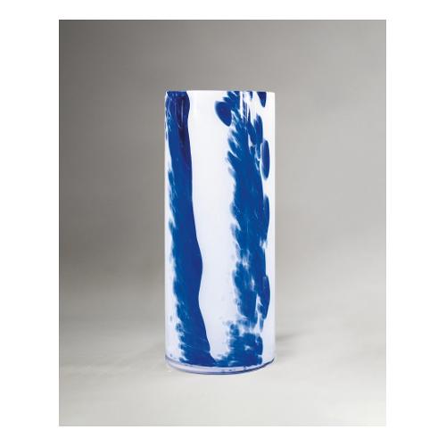 Brandani Vaso Vetro (12x30cm) Cilindrico DORICO Bianco e Blu 40637