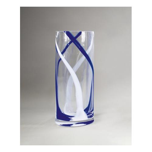 Brandani Vaso Vetro (12x30cm) Cilindrico DORICO Intreccio blu 40636