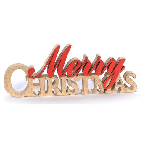 Mercury Decoro Scritta Merry Christmas Legno Assortito (22x8,5 cm) 79912
