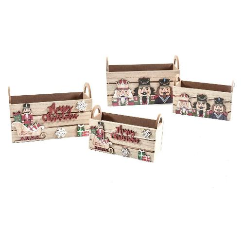 Mercury Decoro Cassetta Legno Natalizia Piccola Assortito (18x8,5x11,5 cm) 58337S