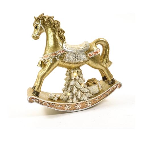 Mercury Decoro Cavallo Dondolo Resina con Luci Oro (31x9x31 cm) 73291