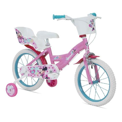 Mandelli Mountain Bike ( 1 vel ) 16" DISNEY MINNIE Con Rotelle Acciaio Fucsia e Bianco 120165110