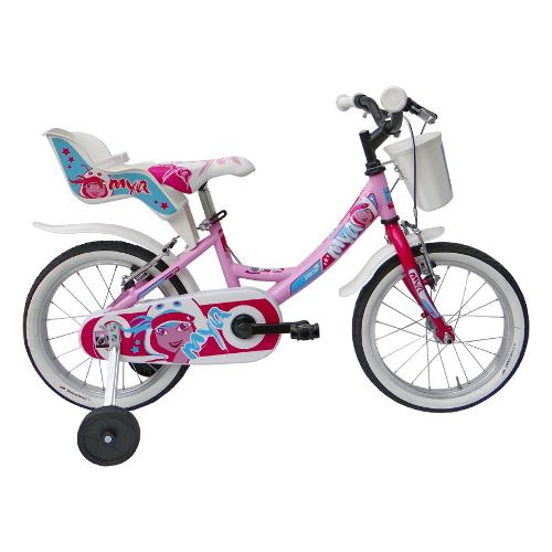 Mandelli Mountain Bike acciaio ( 1 vel ) 16" Mya con Rotelle SPORT ONE Rosa e Ciclamino 120165005