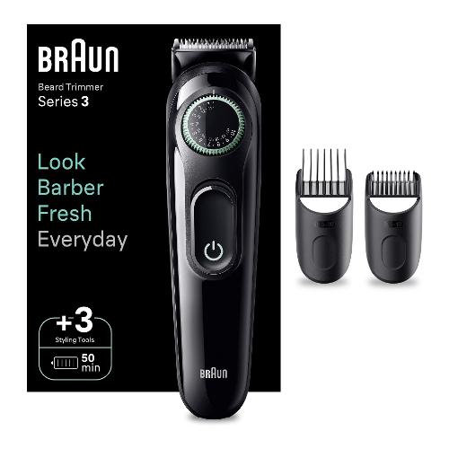 Braun Regolabarba SERIES 3 Beard Trimmer Black e Green BT3411