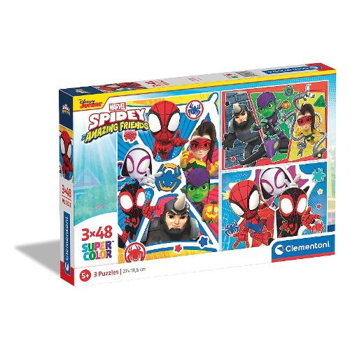 Clementoni Puzzle 3 x 48 pz Tris Supercolor 5a+ (32x22cm) MARVEL SPIDEY & AMAZING FRIENDS 25282