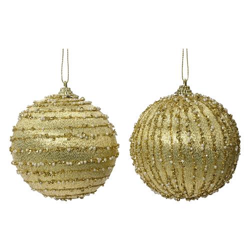 Kaemingk Pallina albero Natale (1pz-10cm) Plastica Sfera Light Gold Assortito 029659
