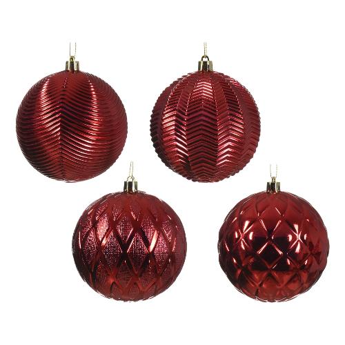 Kaemingk Pallina albero (10cm) Plastica Christmas red Assortito 024400