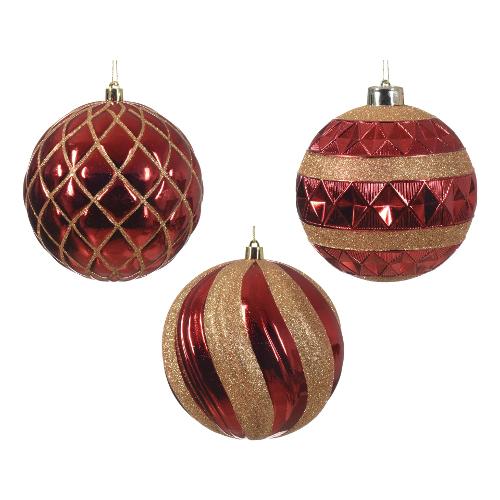 Kaemingk Pallina albero Natale (12cm) Plastica Sfera Christmas Red Assortito 024510