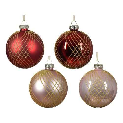 Kaemingk Pallina albero Natale (1pz-8cm) Vetro Sfera Smaltata Assortito 070275