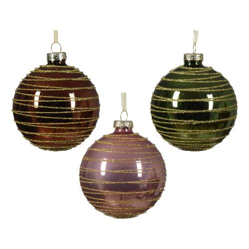 Kaemingk Pallina albero Natale (1pz-8cm) Vetro Sfera Assortito 070289