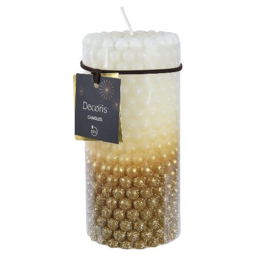 Kaemingk Candela cilindro 52h Durata (7x15cm) Wool white metallic 215774