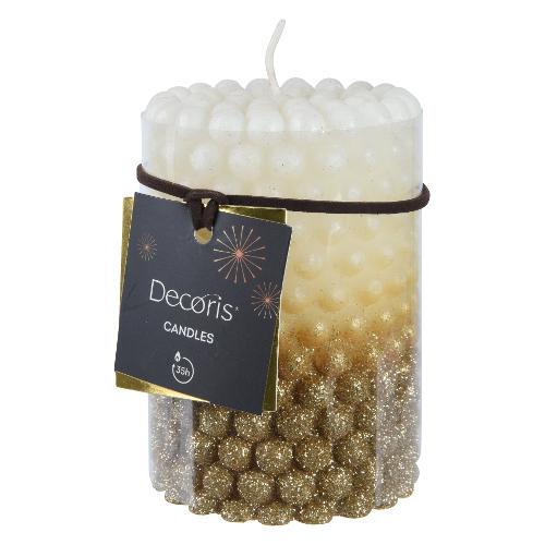 Kaemingk Candela cilindro 35h Durata (7x10cm) Wool white metallic 215782