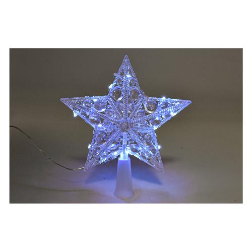 Pre Qu' Italia Puntale albero di natale Stella con luce NANOLED Bianco ghiaccio (Batteria) D2780 (22cm)