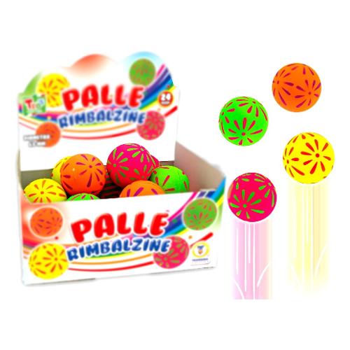 Teorema Palla Rimbalzina Neon con Fiori (6,3cm) TEO'S Assortito 52156