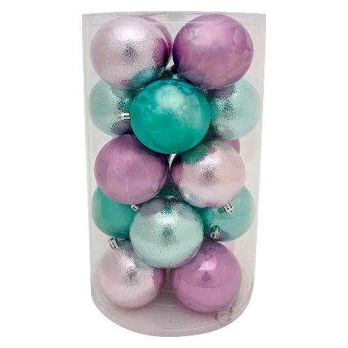 Due Esse Christmas Set palline albero Natale (20pz-8cm) Plastica CHRISTMAS Sfere Tiffany Lilla XNA19006255