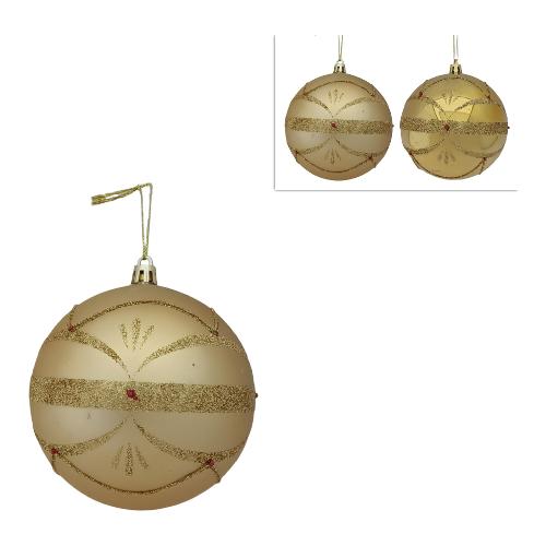 Due Esse Christmas Pallina albero Natale (1pz-8cm) Plastica CHRISTMAS Sfera Oro Glitter Assortito XNA23007581