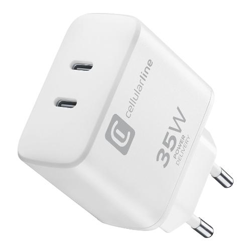 Cellular Line Caricabatterie USB Type-C DUAL CHARGER 35W Power Delivery White ACHIPHUSB2PD35WW