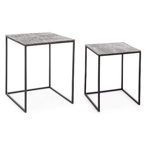 Bizzotto Homemotion TAHIR Set tavolini Nero e Grigio