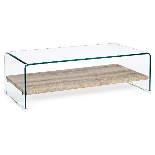 Bizzotto KENYA Tavolino Vetro e Legno chiaro (110cm)