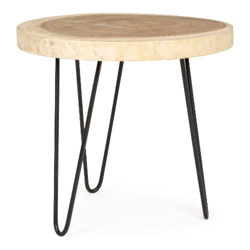 Bizzotto TUALA Tavolino Nero e Legno (55cm)