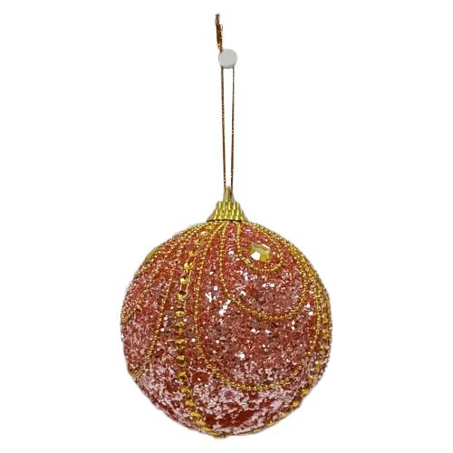 Due Esse Christmas Pallina albero Natale (1pz-10cm) Plastica CHRISTMAS Sfera Cordoncino Rosa XNA23008311