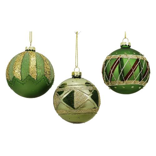 General Trade Pallina albero Natale (1pz-10cm) Vetro Sfera Verde mix Assortito 403130