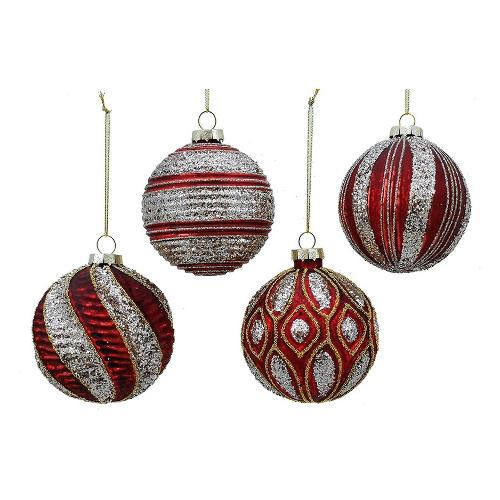 General Trade Pallina albero Natale (10cm) Vetro Rosso antico Assortito 403950B