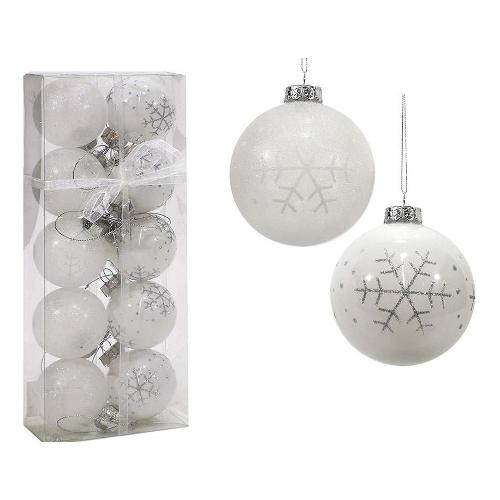 General Trade Set palline albero di natale Plastica (10 pz) Bianco 435566 (6cm)