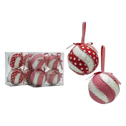 General Trade Set palline albero di natale (4 pz) (10cm) Plastica Bianco e Rosso Assortito 434556