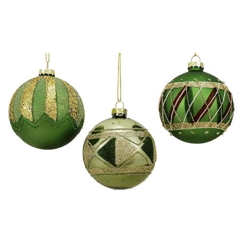 General Trade Pallina albero Natale (1pz-8cm) Vetro Sfera Verde mix Assortito 403129