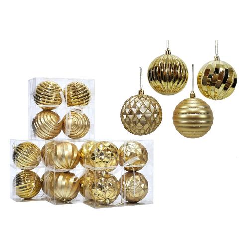 General Trade Set palline albero di natale (4 pz) (10cm) Plastica Oro mix Assortito 435523