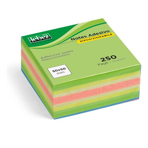 Lebez Notes adesivi riposizionabili Cubo 250 ff carta (5x5cm) MEMO STICK Assortito 21710