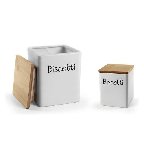 Gicos Biscottiera (13x13x17cm) Bianco e Naturale 853821