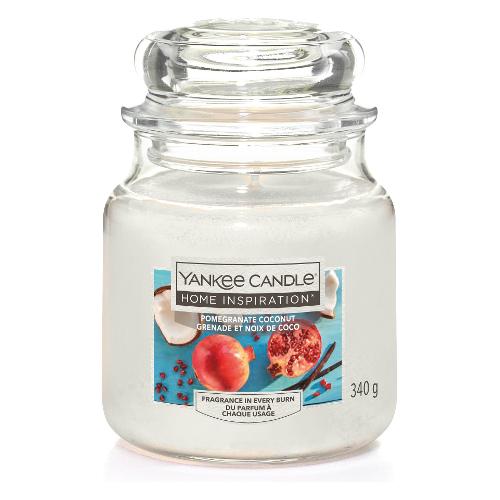 Yankee Candle Candela profumata Cocco e Melograno (9,5x12,7cm) Giara M 40-60 ore HOME INSPIRATION Bianco 1572991