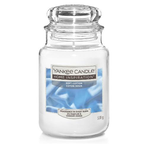 Yankee Candle Candela profumata Soft Cotton (9,5x16,8cm) Giara L 90-120 ore HOME INSPIRATION Bianco 1570496