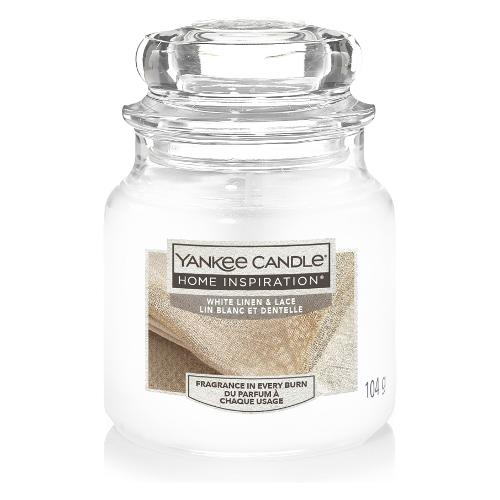 Yankee Candle Candela profumata White Linen Lace (5,8x8,6cm) Giara S 20-30 ore HOME INSPIRATION Bianco 1613617